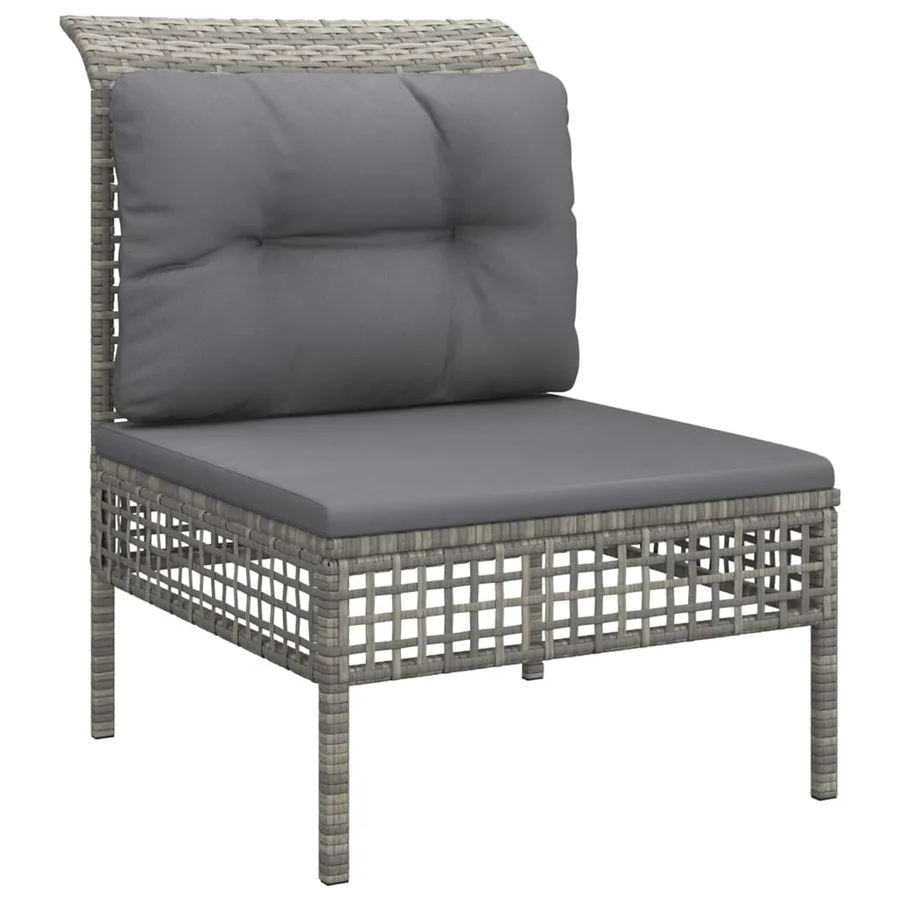 Salon de jardin 5 pcs avec coussins Gris Résine tressée - 5