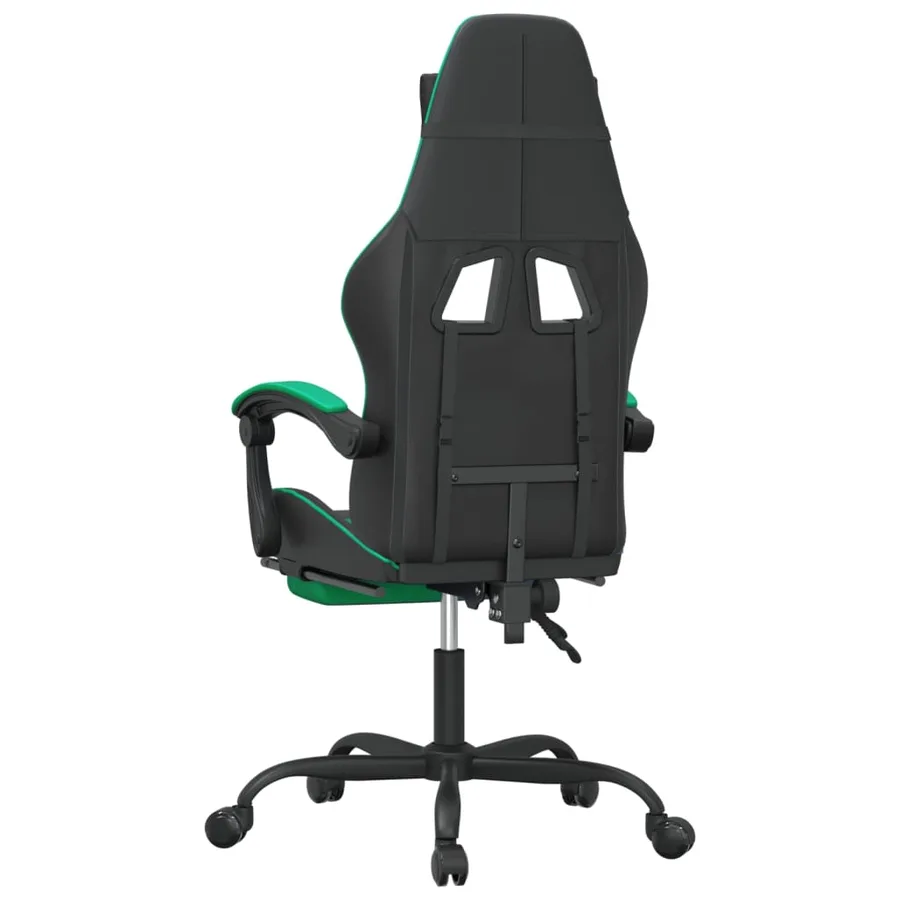 Chaise de jeu pivotante et repose-pied Noir et vert Similicuir - 5