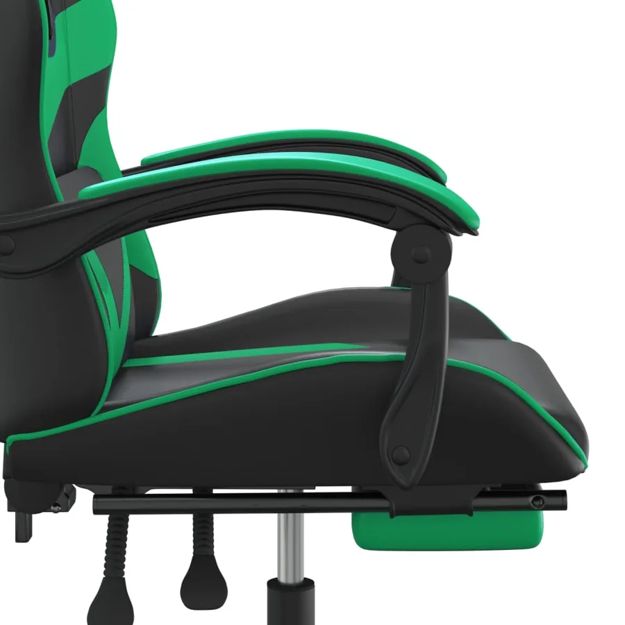 Chaise de jeu pivotante et repose-pied Noir et vert Similicuir - 8