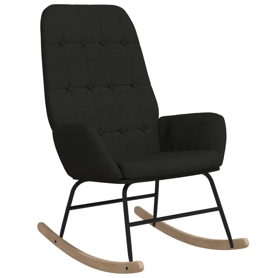 Chaise à bascule Noir Tissu - 2