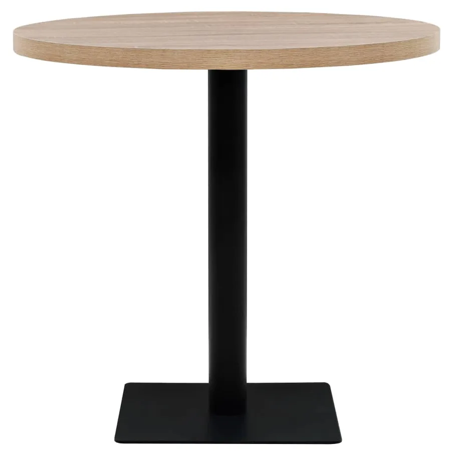 Table de bistro MDF et acier Rond 80 x 75 cm Couleur de chêne - 3