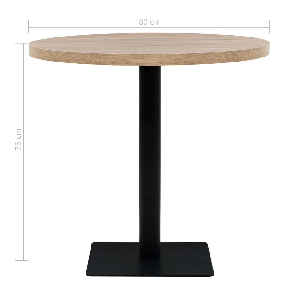 Table de bistro MDF et acier Rond 80 x 75 cm Couleur de chêne - 6