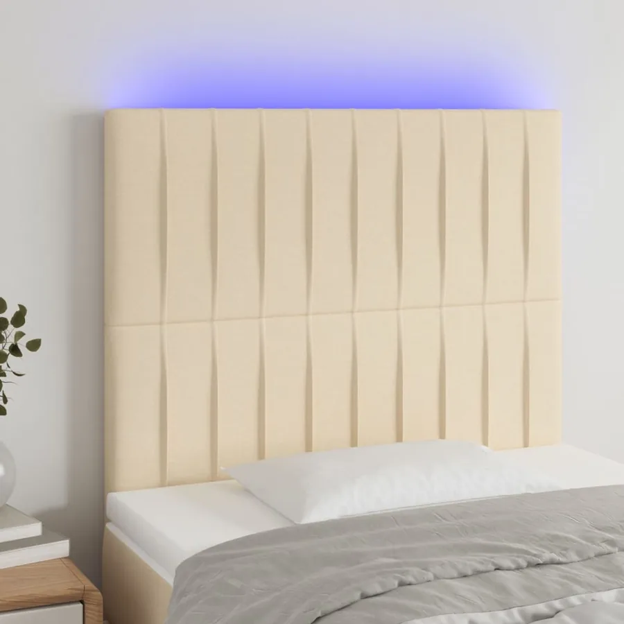 Tête de lit à LED Crème 80x5x118/128 cm Tissu