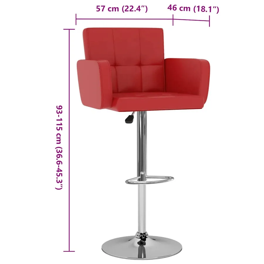 Tabourets de bar lot de 2 rouge similicuir - 8