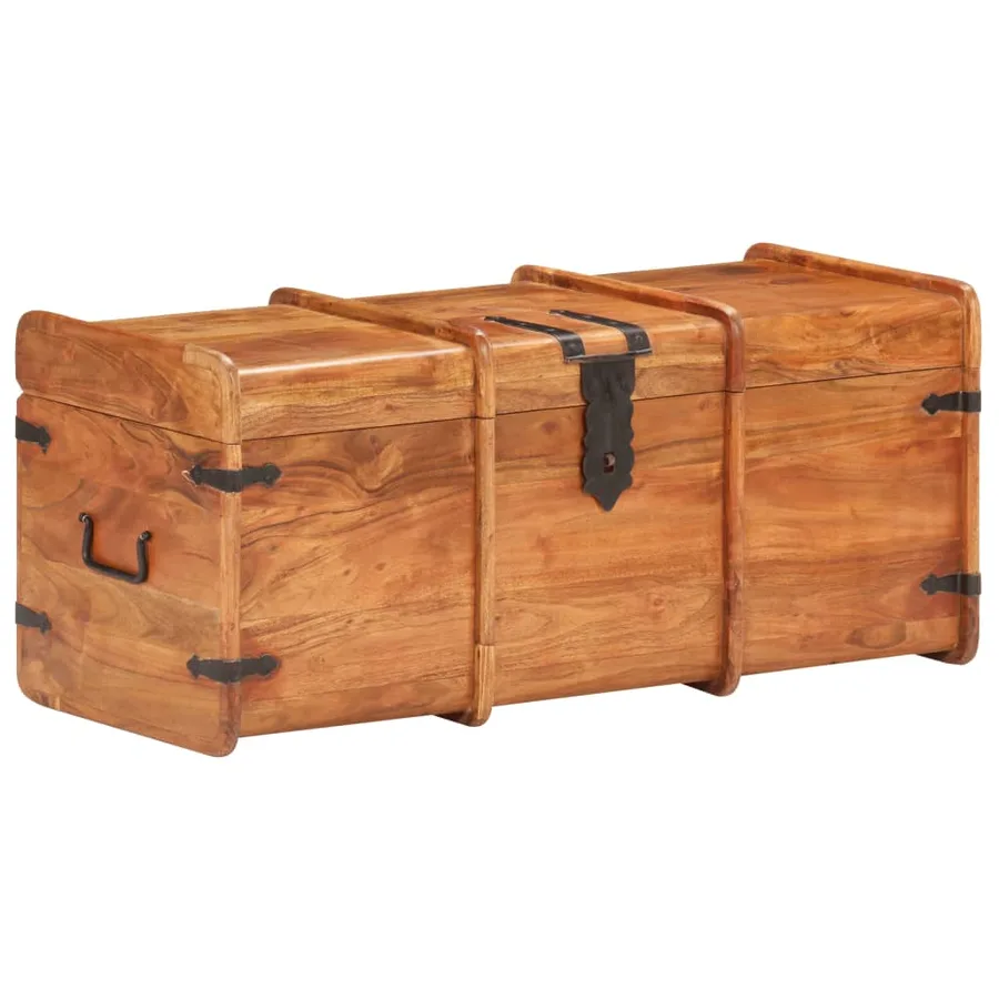Coffre de rangement 90x40x40 cm Bois d'acacia solide - 11