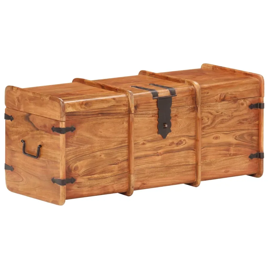 Coffre de rangement 90x40x40 cm Bois d'acacia solide - 12