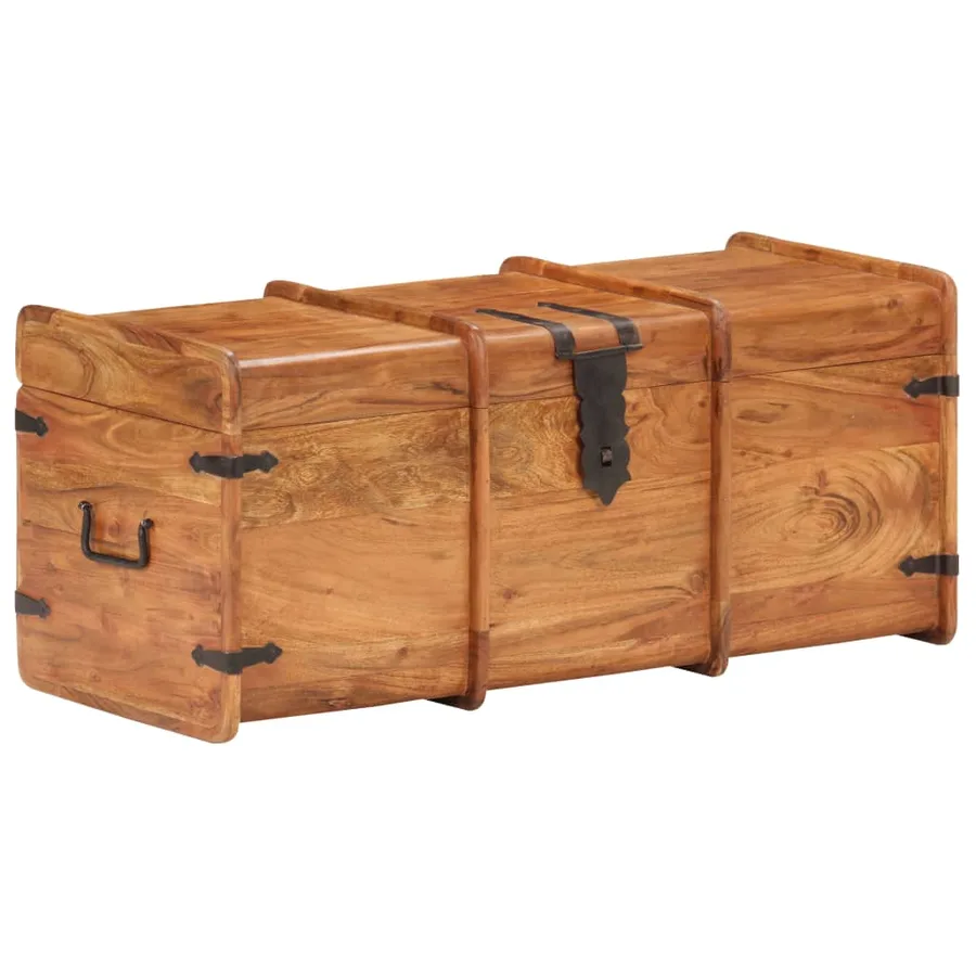 Coffre de rangement 90x40x40 cm Bois d'acacia solide - 9