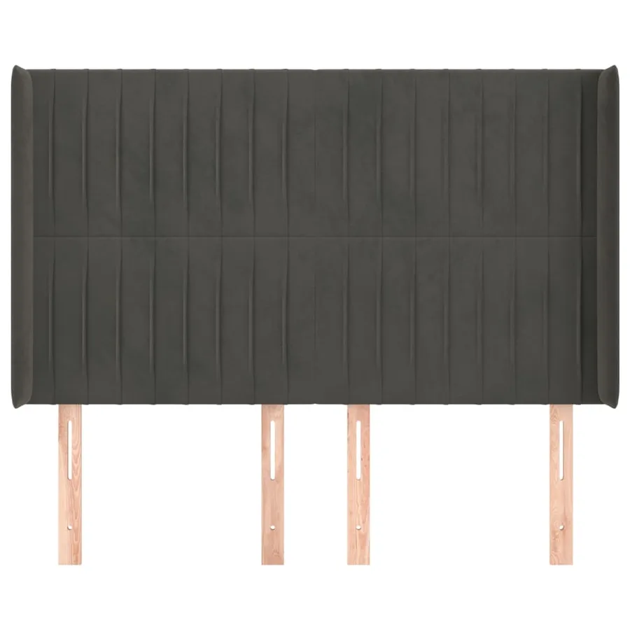 Tête de lit avec oreilles Gris foncé 147x16x118/128 cm Velours - 3