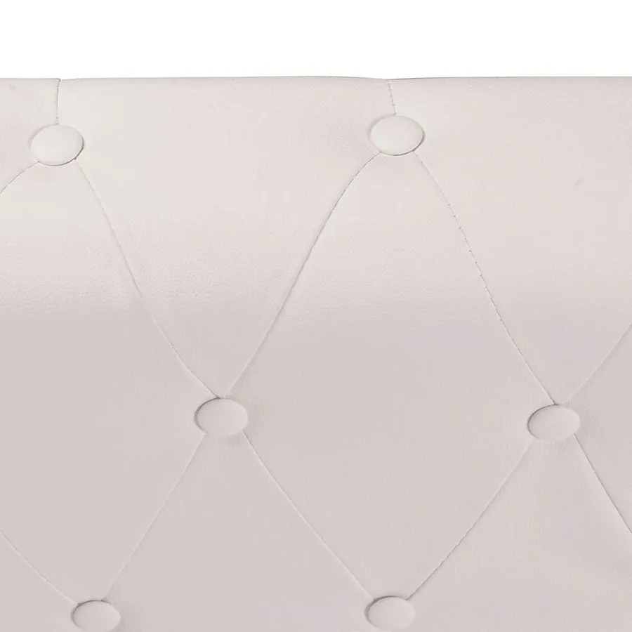 Canapé d'angle Chesterfield 6 places Cuir artificiel Blanc - 5