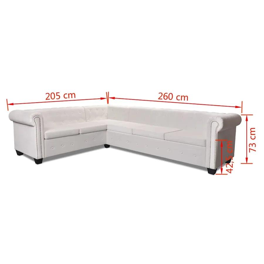 Canapé d'angle Chesterfield 6 places Cuir artificiel Blanc - 7