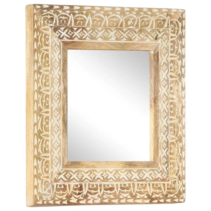 Miroir sculpté à la main 50x50x2,6 cm Bois de manguier solide - 7