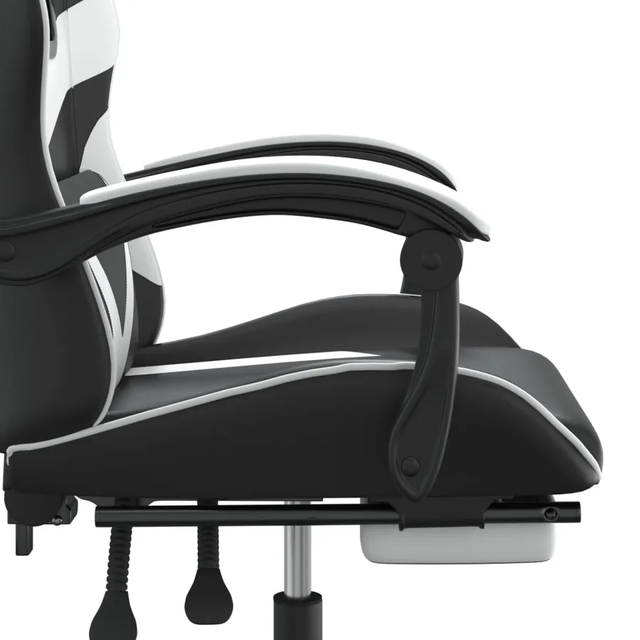 Chaise de jeu avec repose-pied Noir et blanc Similicuir - 10