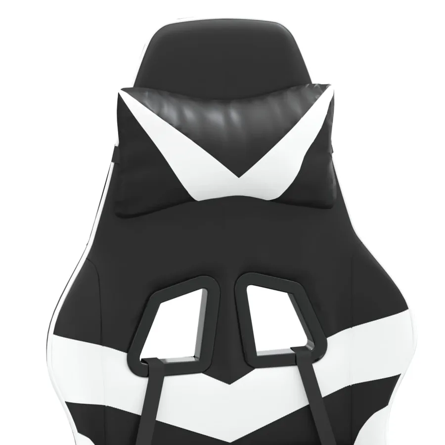 Chaise de jeu avec repose-pied Noir et blanc Similicuir - 11