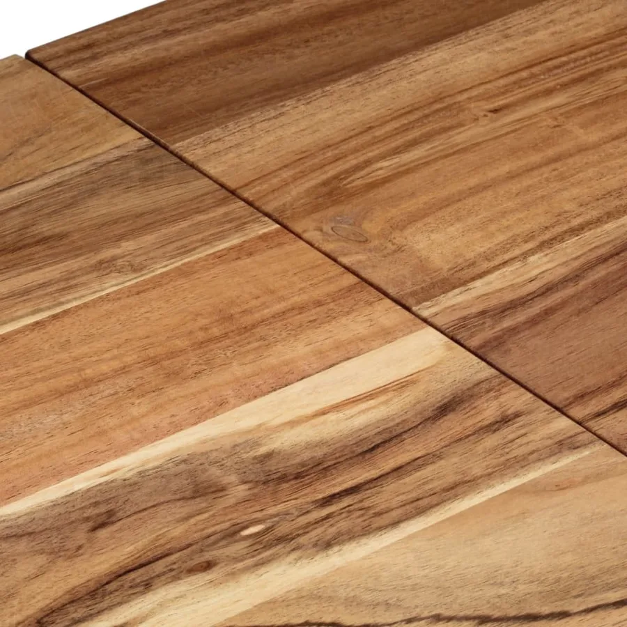 Table console argenté acier inoxydable et bois massif d'acacia - 6