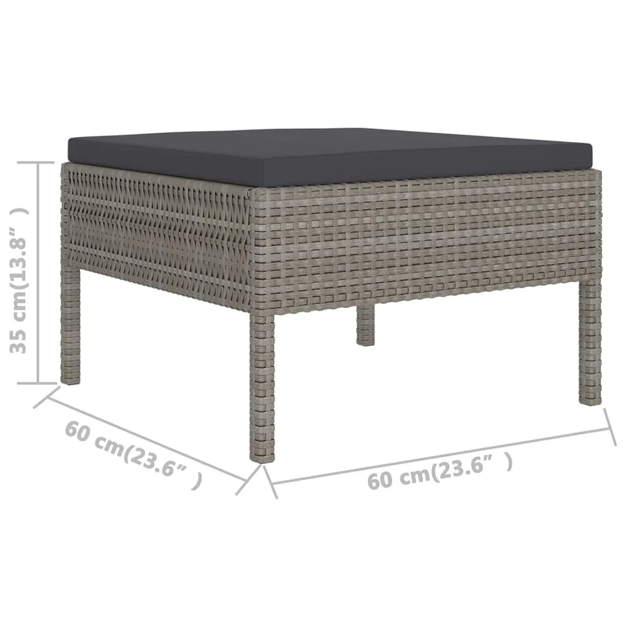 Salon de jardin 9 pcs avec coussins Résine tressée Gris - 7