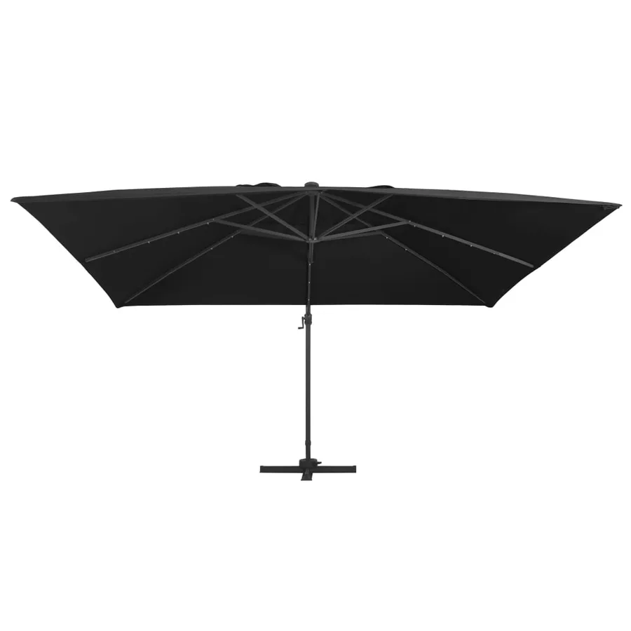 Parasol déporté avec lumières LED Aluminium 400x300 cm noir - 2