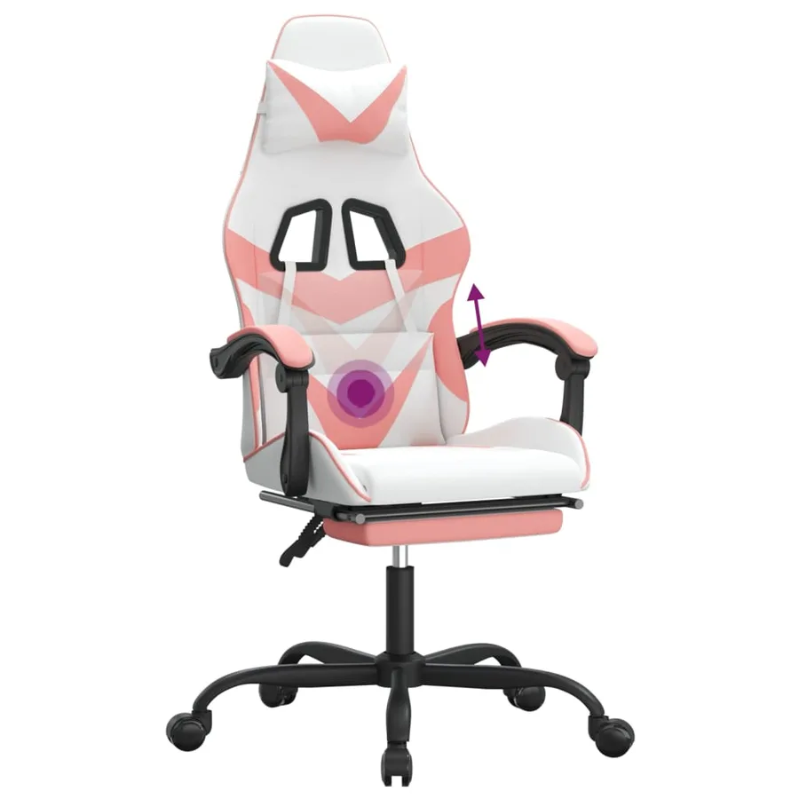 Chaise de jeu pivotante et repose-pied Blanc et rose Similicuir - 12
