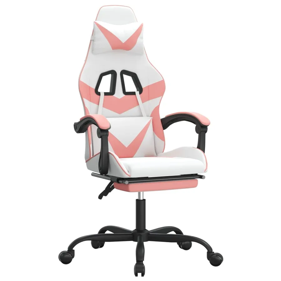 Chaise de jeu pivotante et repose-pied Blanc et rose Similicuir - 2