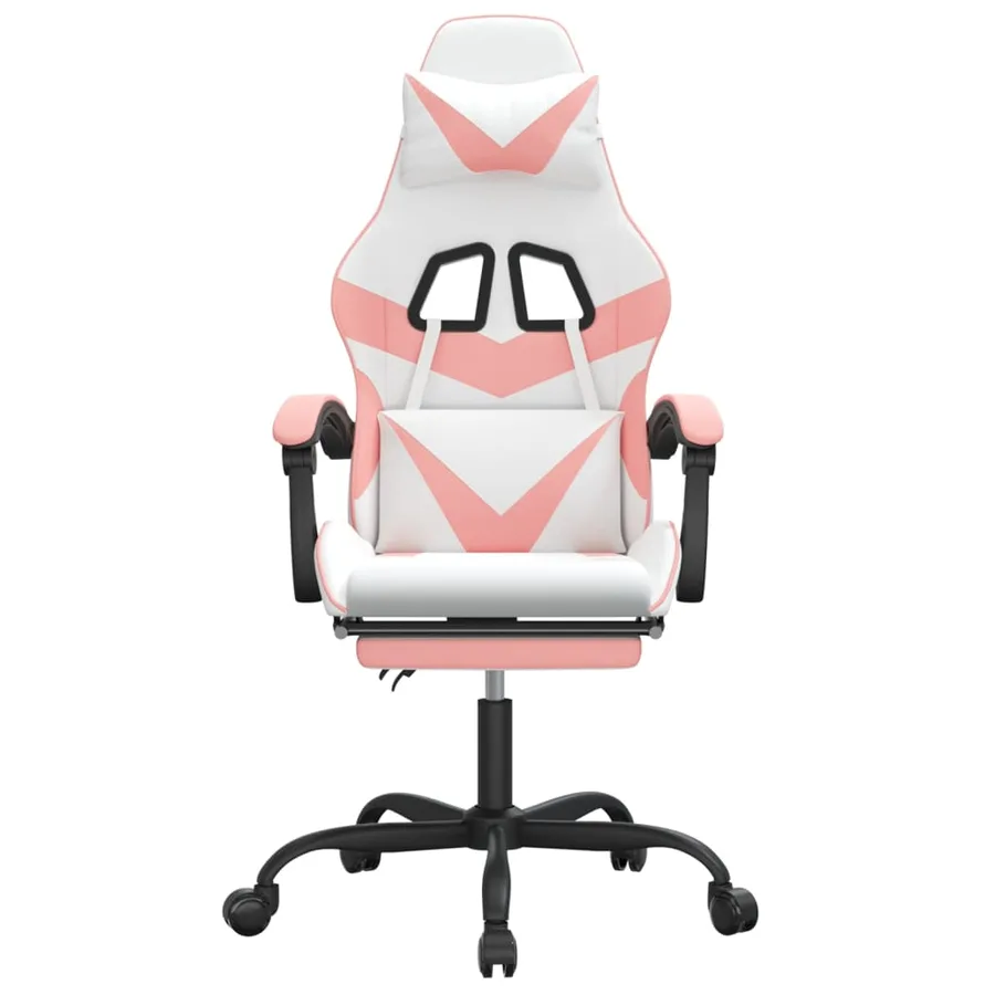Chaise de jeu pivotante et repose-pied Blanc et rose Similicuir - 3