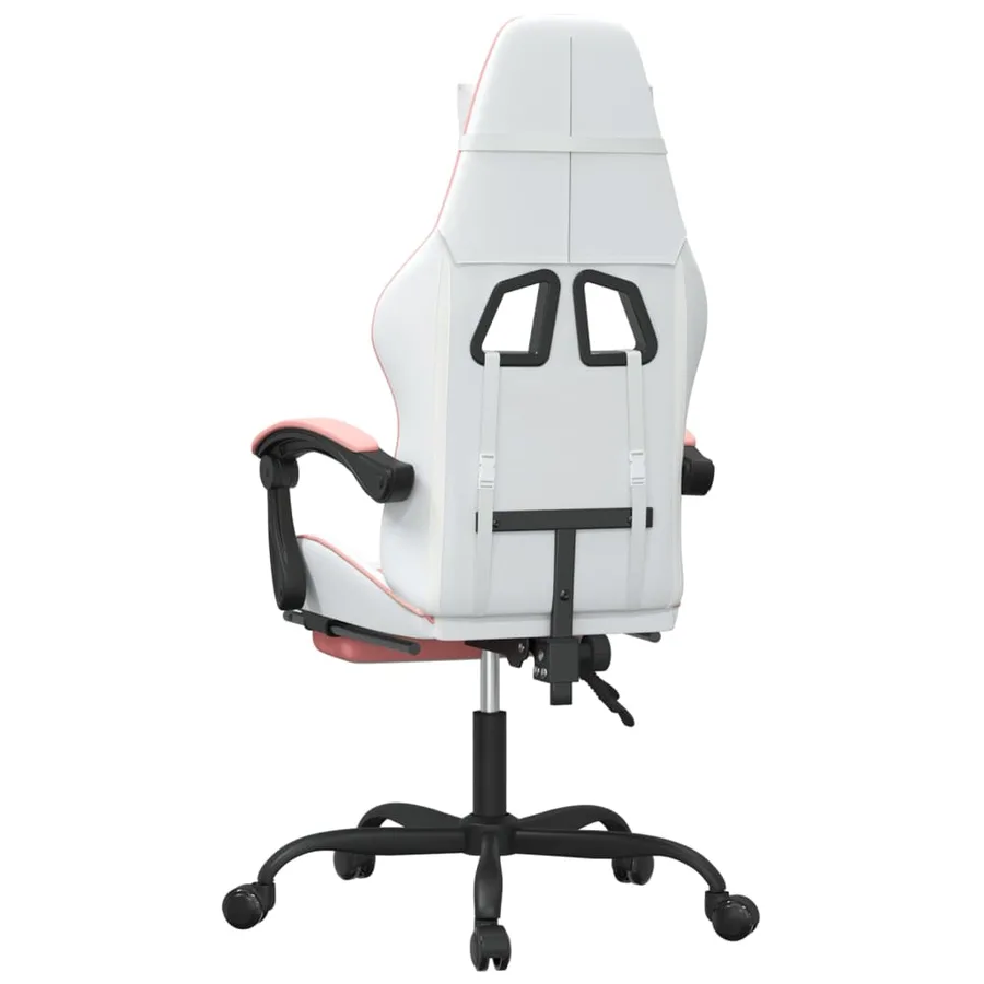 Chaise de jeu pivotante et repose-pied Blanc et rose Similicuir - 5