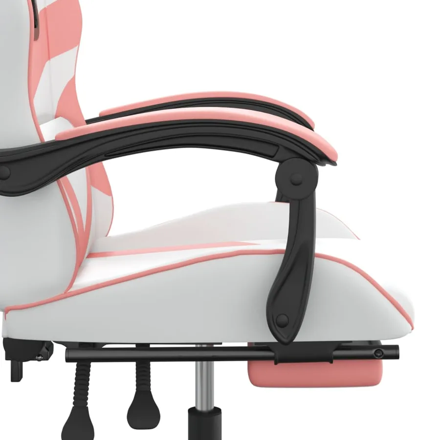 Chaise de jeu pivotante et repose-pied Blanc et rose Similicuir - 8
