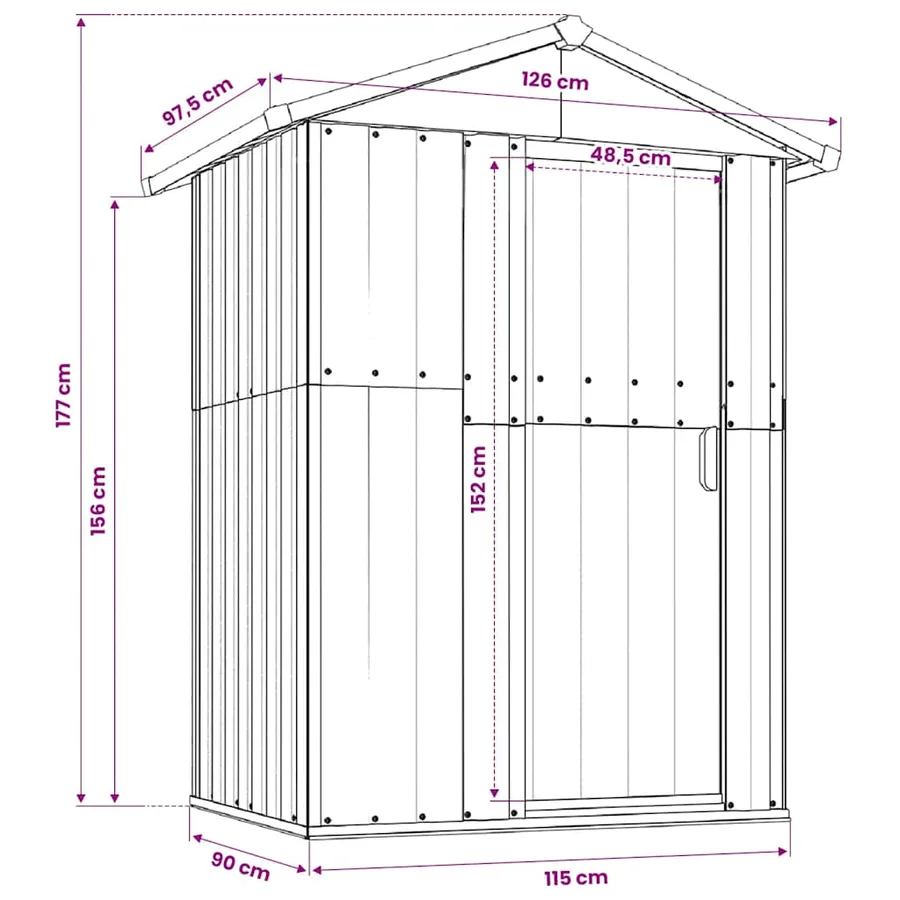 Abri de jardin Anthracite 126x97,5x177 cm Acier galvanisé - 8