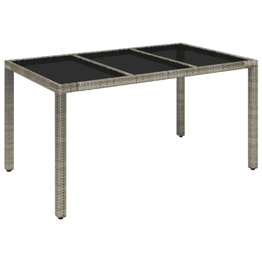 Table de jardin dessus en verre Gris 150x90x75cm Résine tressée - 2