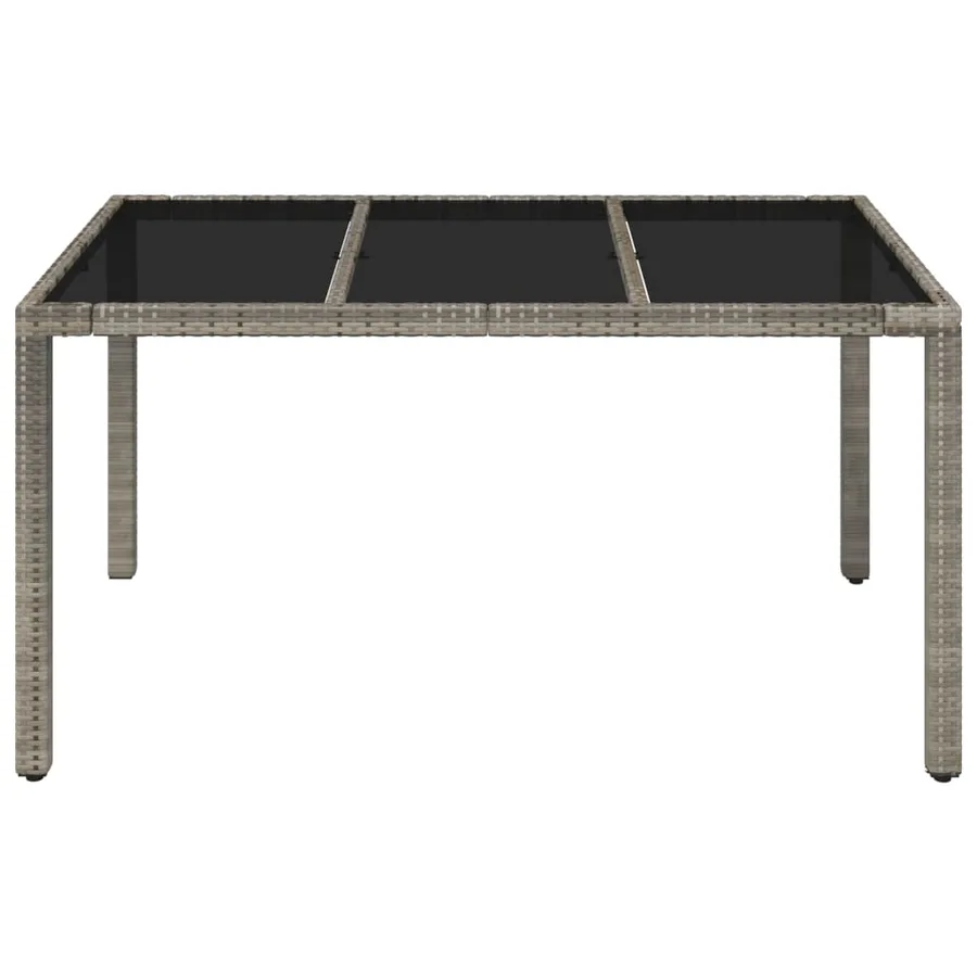 Table de jardin dessus en verre Gris 150x90x75cm Résine tressée - 3