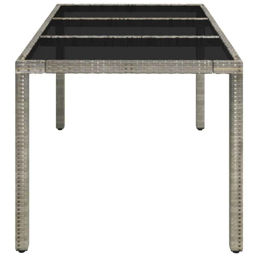 Table de jardin dessus en verre Gris 150x90x75cm Résine tressée - 4