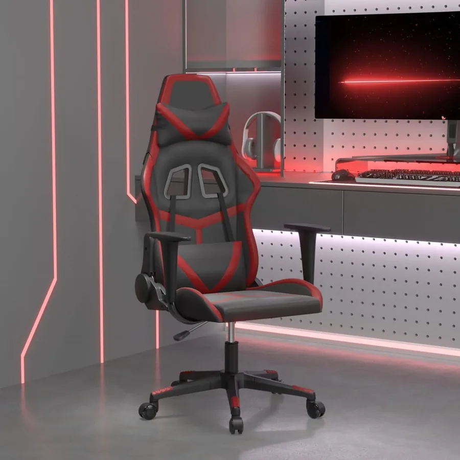 Chaise de jeu Noir et rouge bordeaux Similicuir
