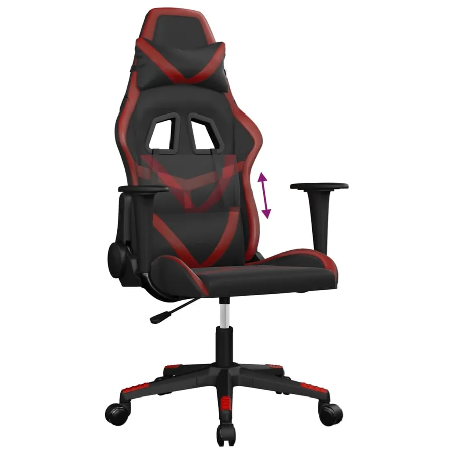 Chaise de jeu Noir et rouge bordeaux Similicuir - 7