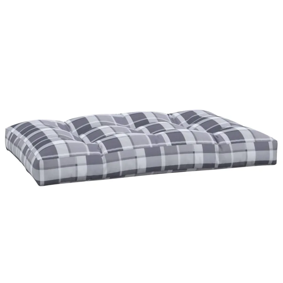 Coussin de palette motif à carreaux gris 120x80x12 cm tissu - 2
