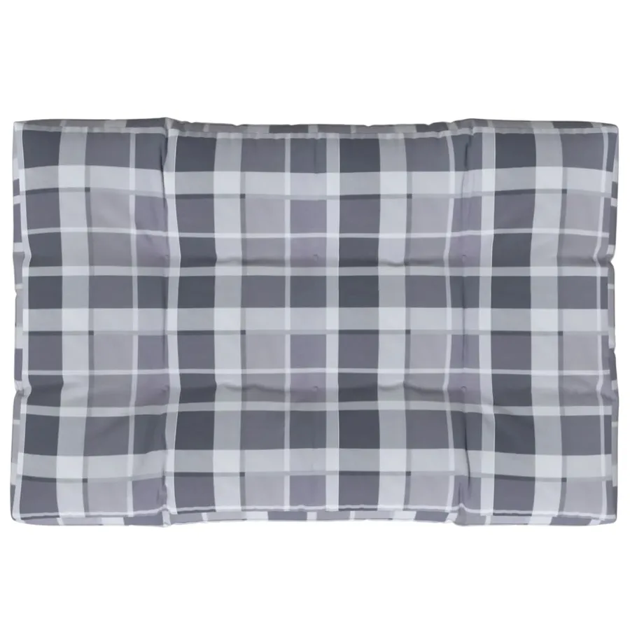 Coussin de palette motif à carreaux gris 120x80x12 cm tissu - 6