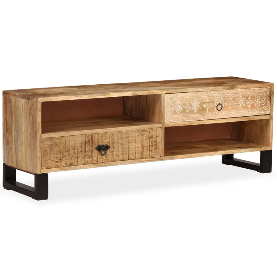 Meuble TV Bois massif de manguier 120 x 30 x 40 cm - 14