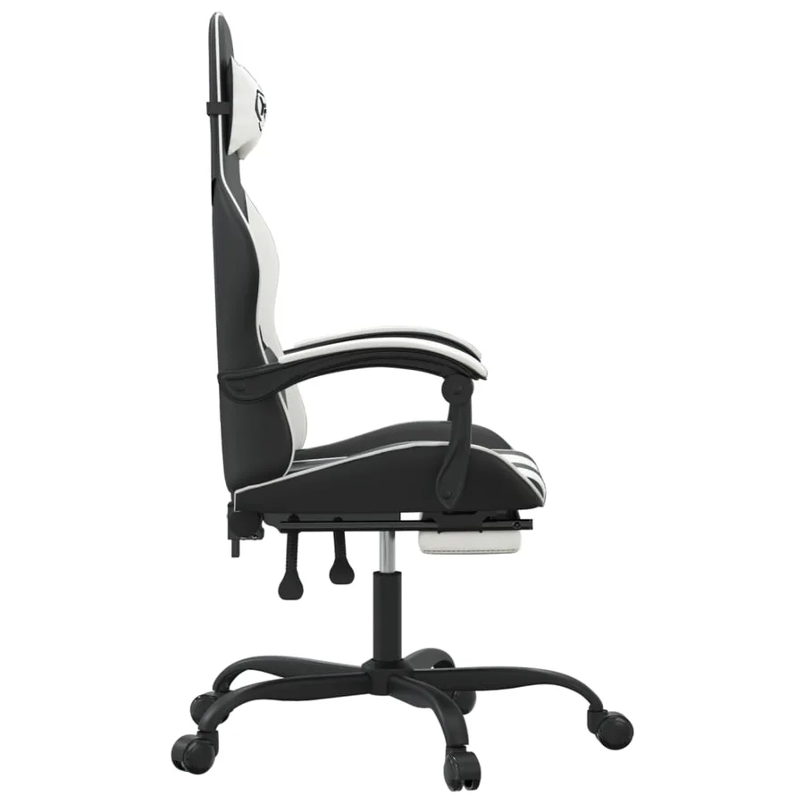 Chaise de jeu pivotante et repose-pied Noir et blanc Similicuir - 4