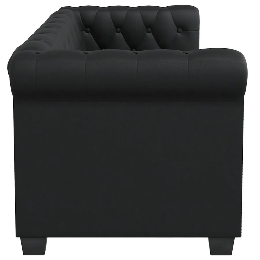 Canapé Chesterfield à 2 places cuir synthétique noir - 4