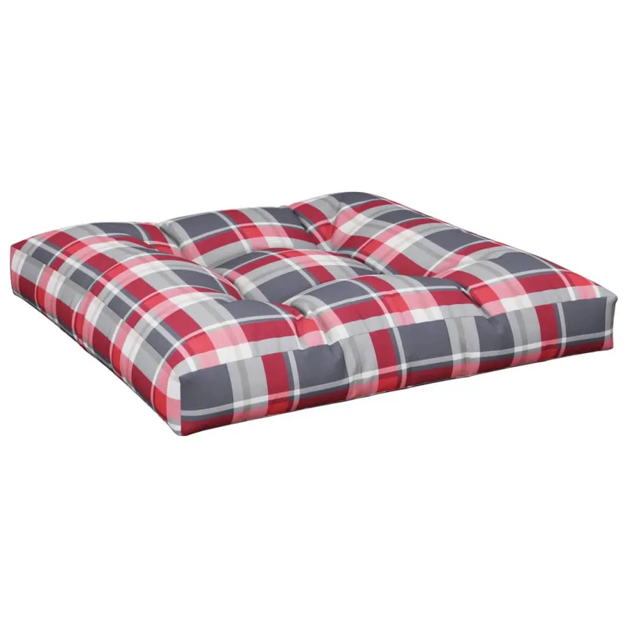 Coussin de palette motif à carreaux rouge 80x80x12 cm tissu - 2
