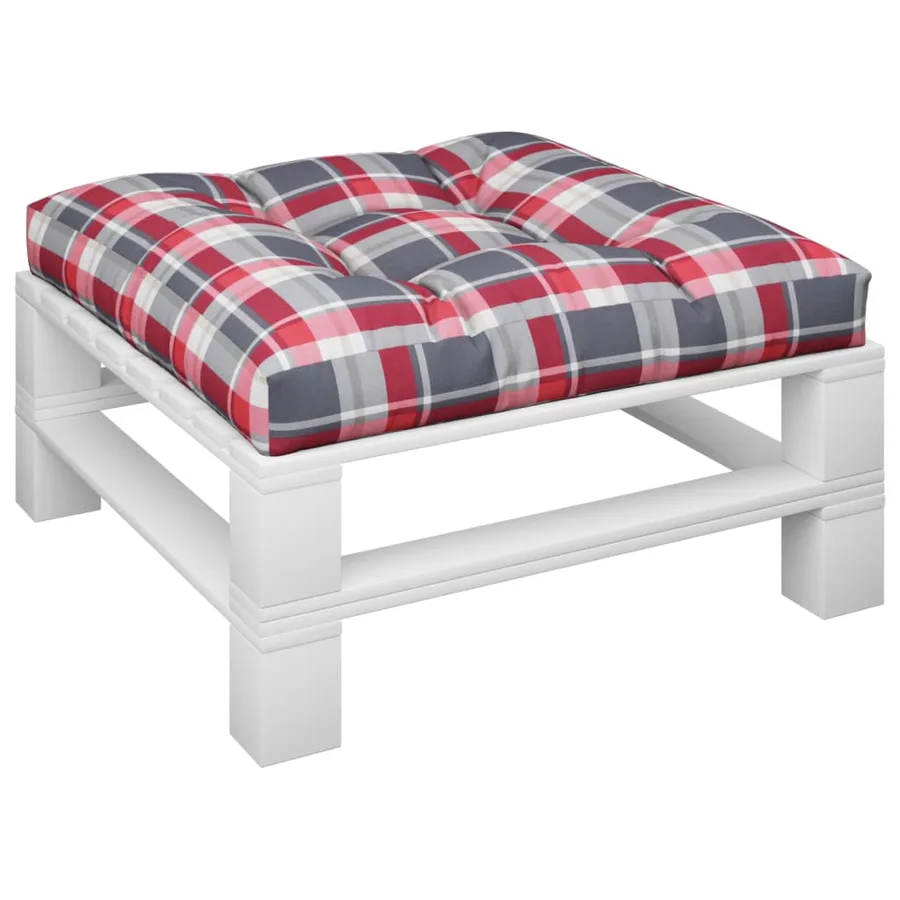 Coussin de palette motif à carreaux rouge 80x80x12 cm tissu - 3