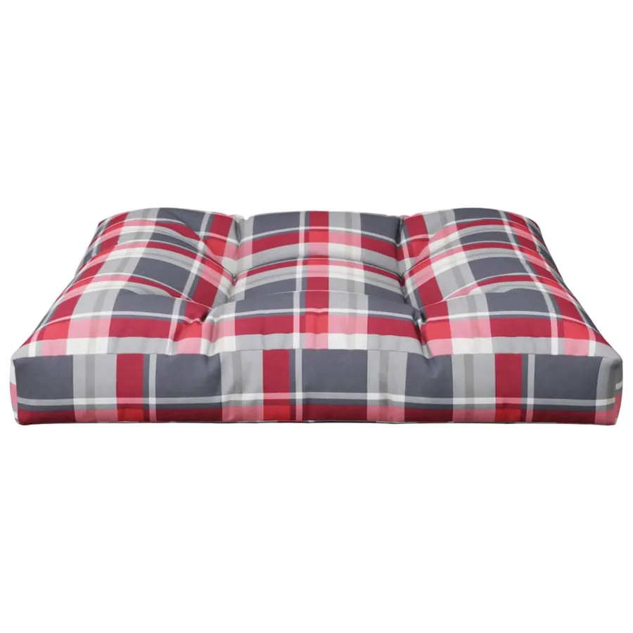 Coussin de palette motif à carreaux rouge 80x80x12 cm tissu - 4