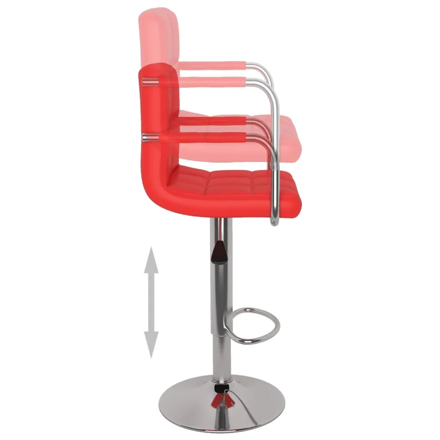 Tabourets de bar lot de 2 rouge similicuir - 7