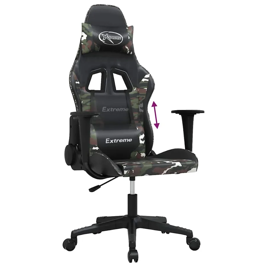 Chaise de jeu de massage Noir et camouflage Similicuir - 6