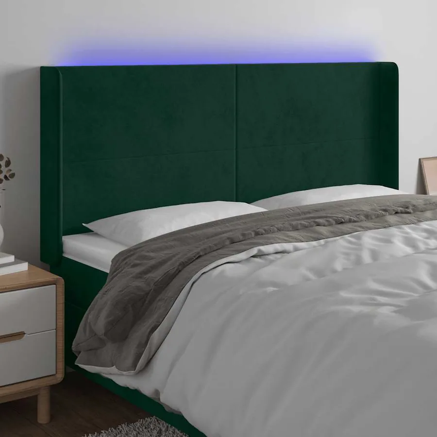 Tête de lit à LED Vert foncé 183x16x118/128 cm Velours
