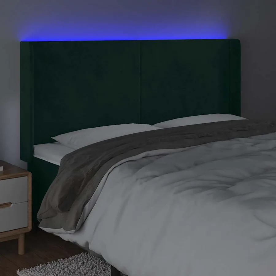 Tête de lit à LED Vert foncé 183x16x118/128 cm Velours - 4