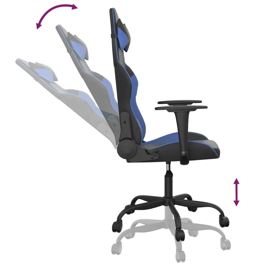 Chaise de jeu de massage Noir et bleu Similicuir - 6