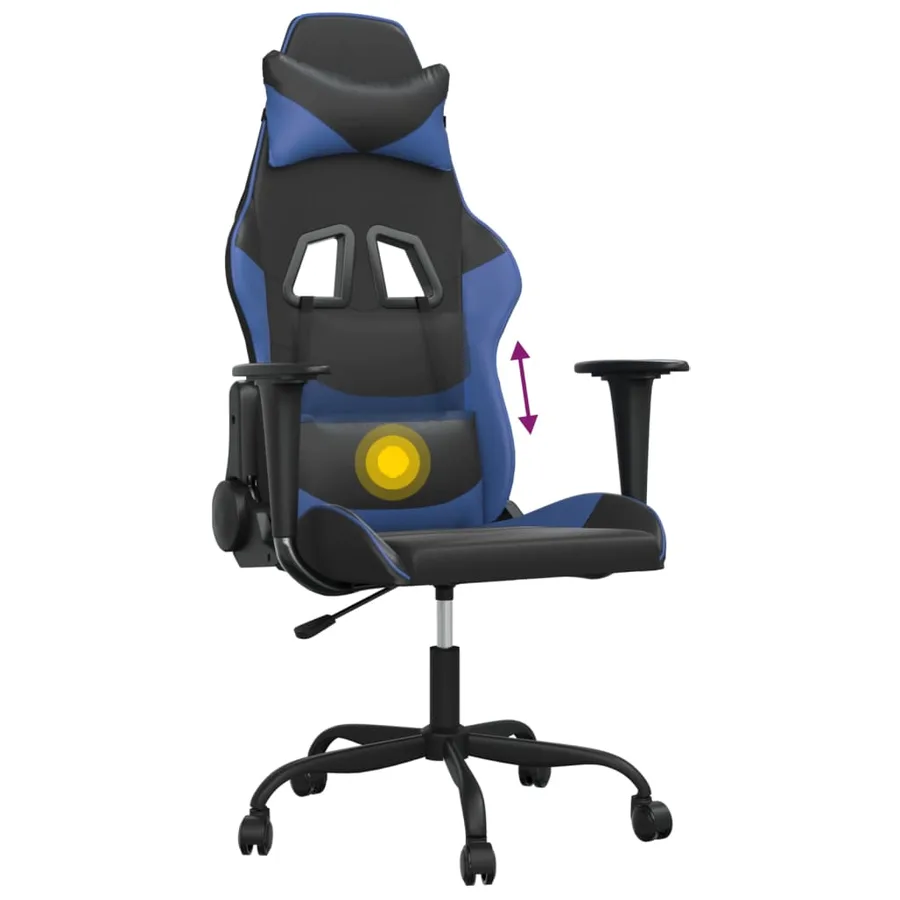 Chaise de jeu de massage Noir et bleu Similicuir - 7