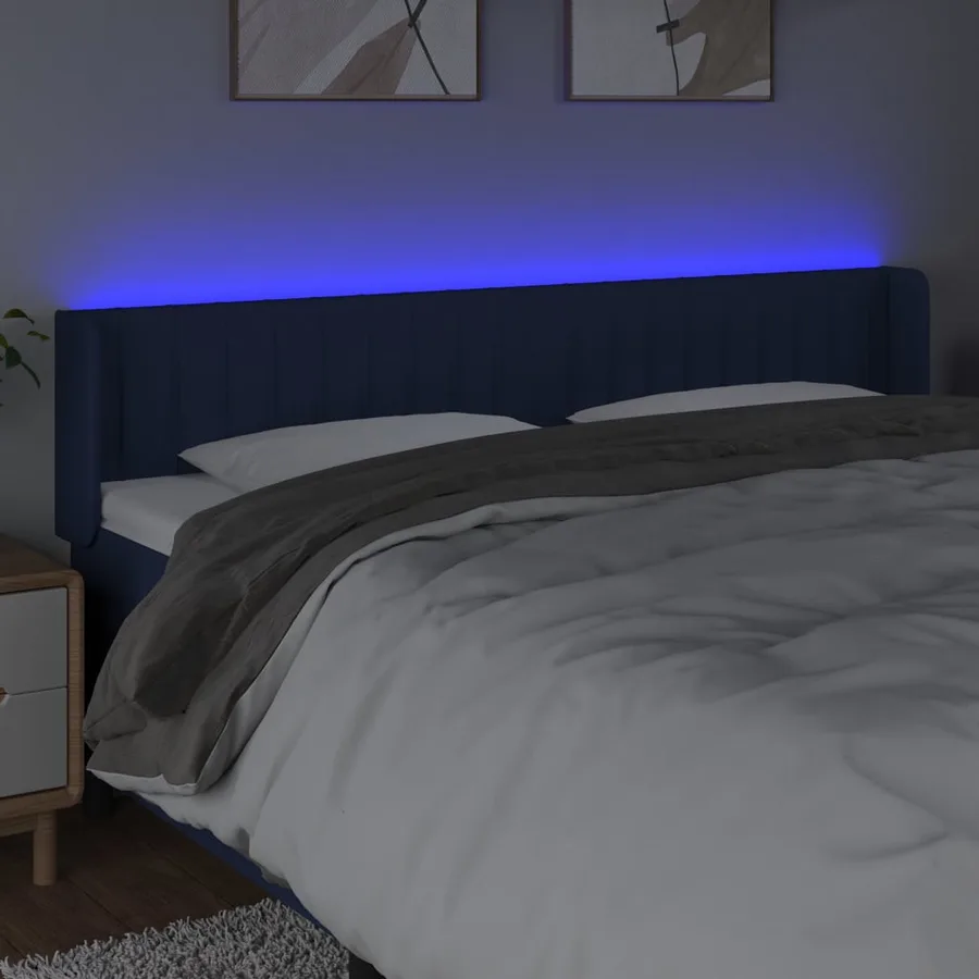 Tête de lit à LED Bleu 163x16x78/88 cm Tissu - 4
