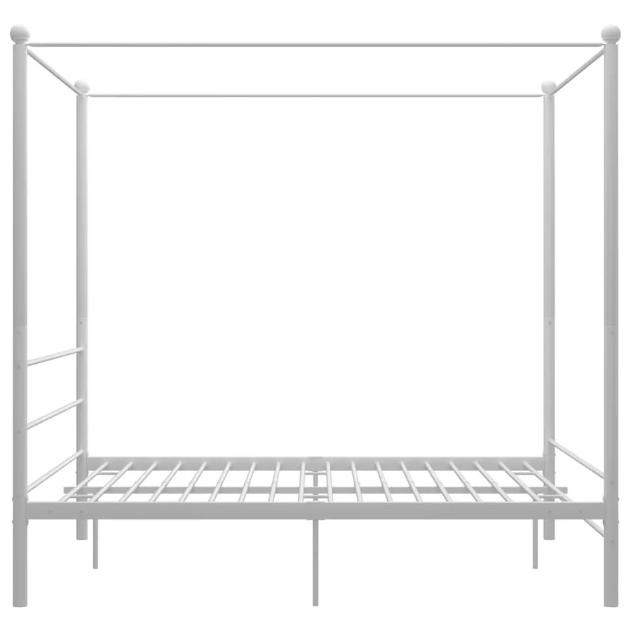 Cadre de lit à baldaquin sans matelas blanc 160x200 cm métal - 3