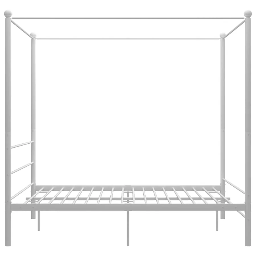 Cadre de lit à baldaquin sans matelas blanc 160x200 cm métal - 4