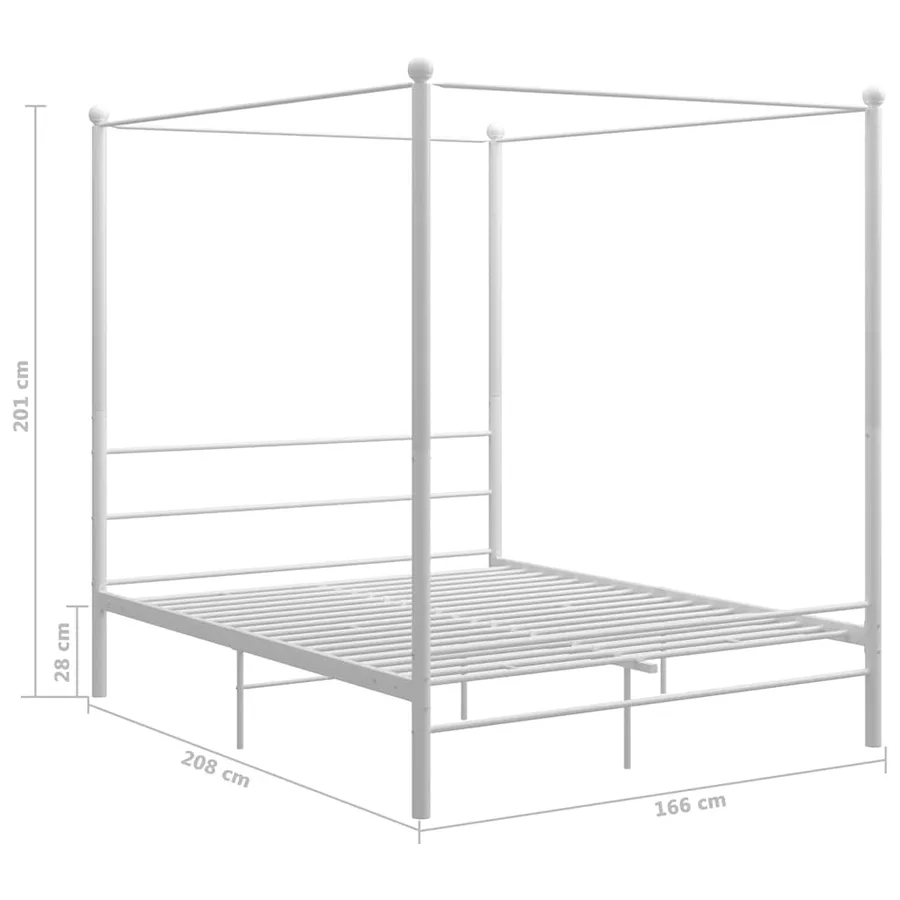Cadre de lit à baldaquin sans matelas blanc 160x200 cm métal - 6