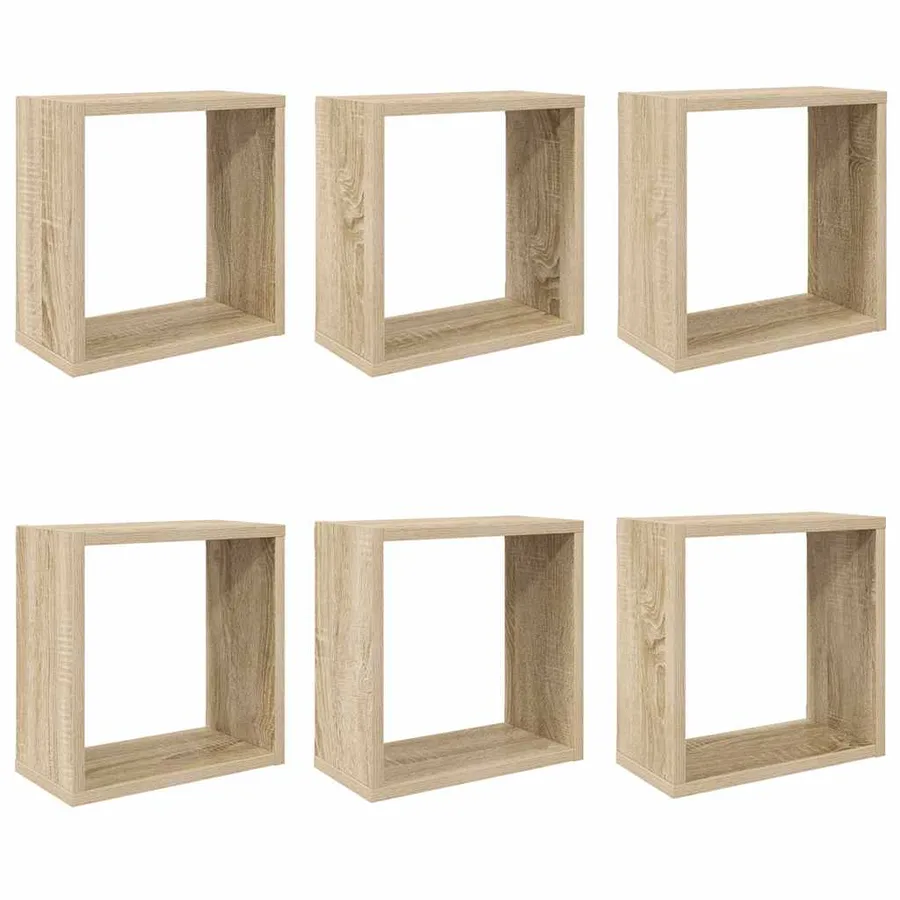 Étagères cube murales 6 pcs Chêne sonoma 30x15x30 cm - 2